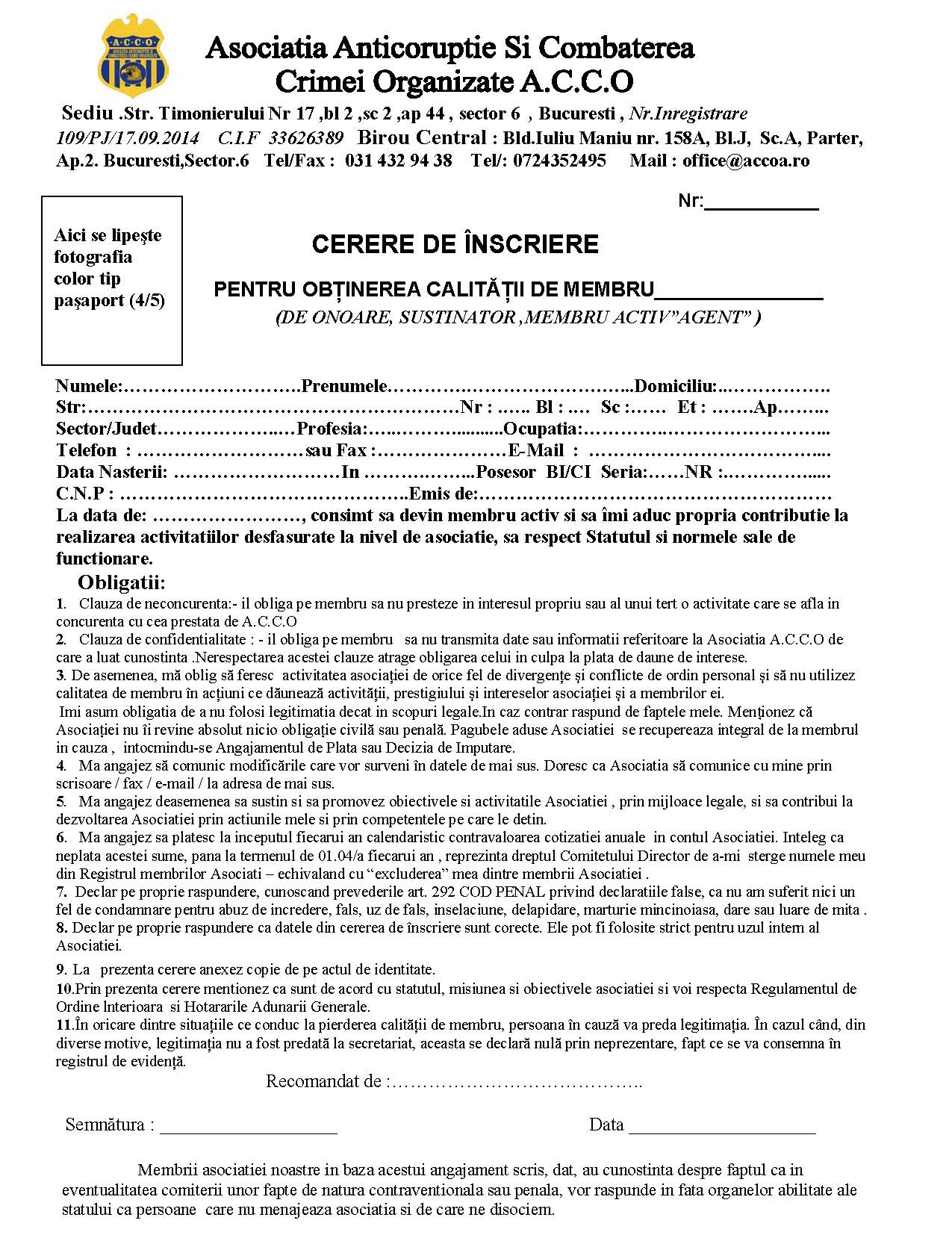 Cerere Adeziune Membri